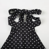 Polka Dot Halter Backless Mini Dress