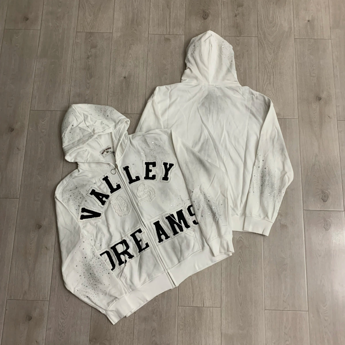 Streetwear Patchwork Letter Embroidery Zipper Terry Hooded Hoodie for Men Distressed Hole Cardigan Sweatshirt Jacket Oversized