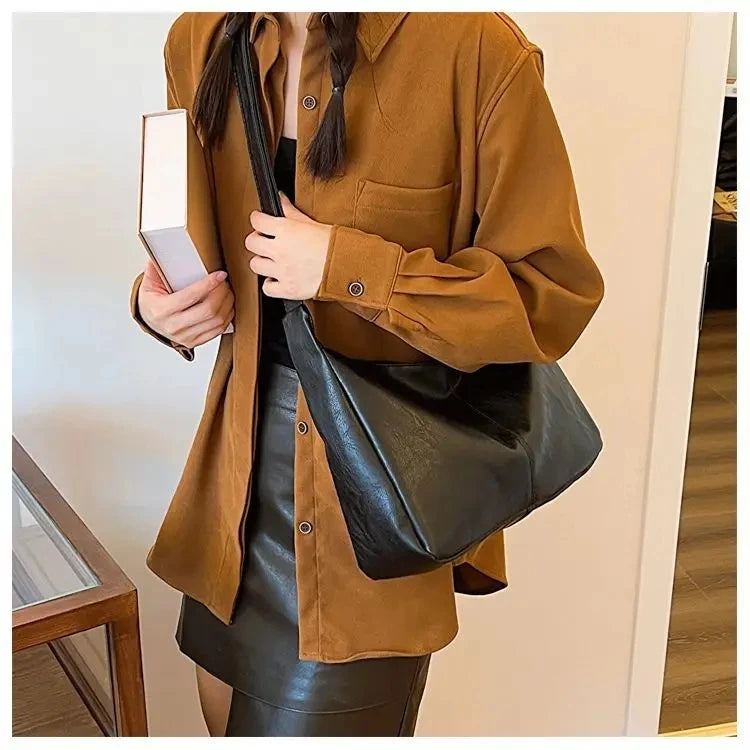 Vintage PU Leather Large Capacity Tote