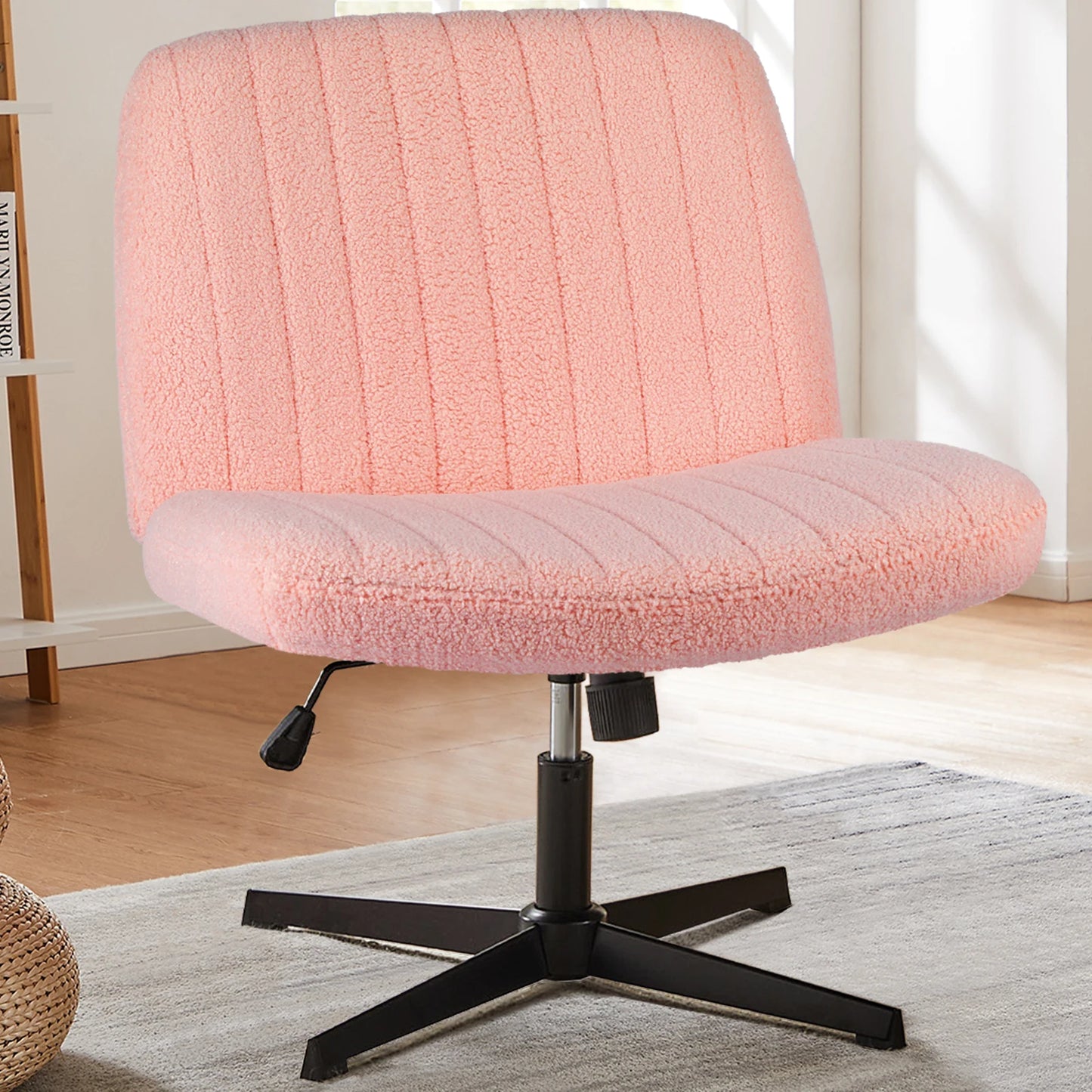 JHK Armless Wide Swivel Chair – Cross-Legged Comfort Seat
