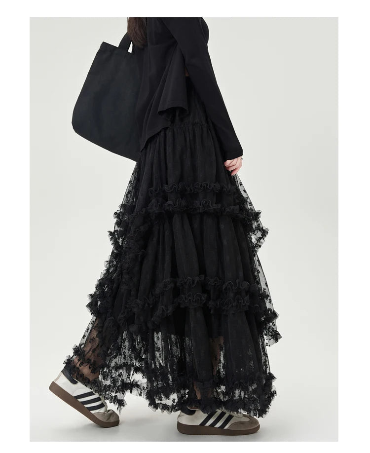 Gothic Lace Trumpet Skirt – Fairycore & Punk Streetwear