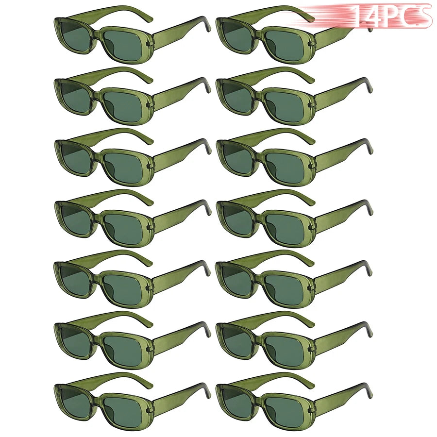 14-Piece Rectangle Sunglasses Set | Women's Vintage Eyewear