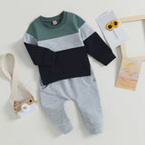 Toddler Boy Color Block Sweatsuit | 2-Piece Cotton Fall/Winter Outfit (0-3T)