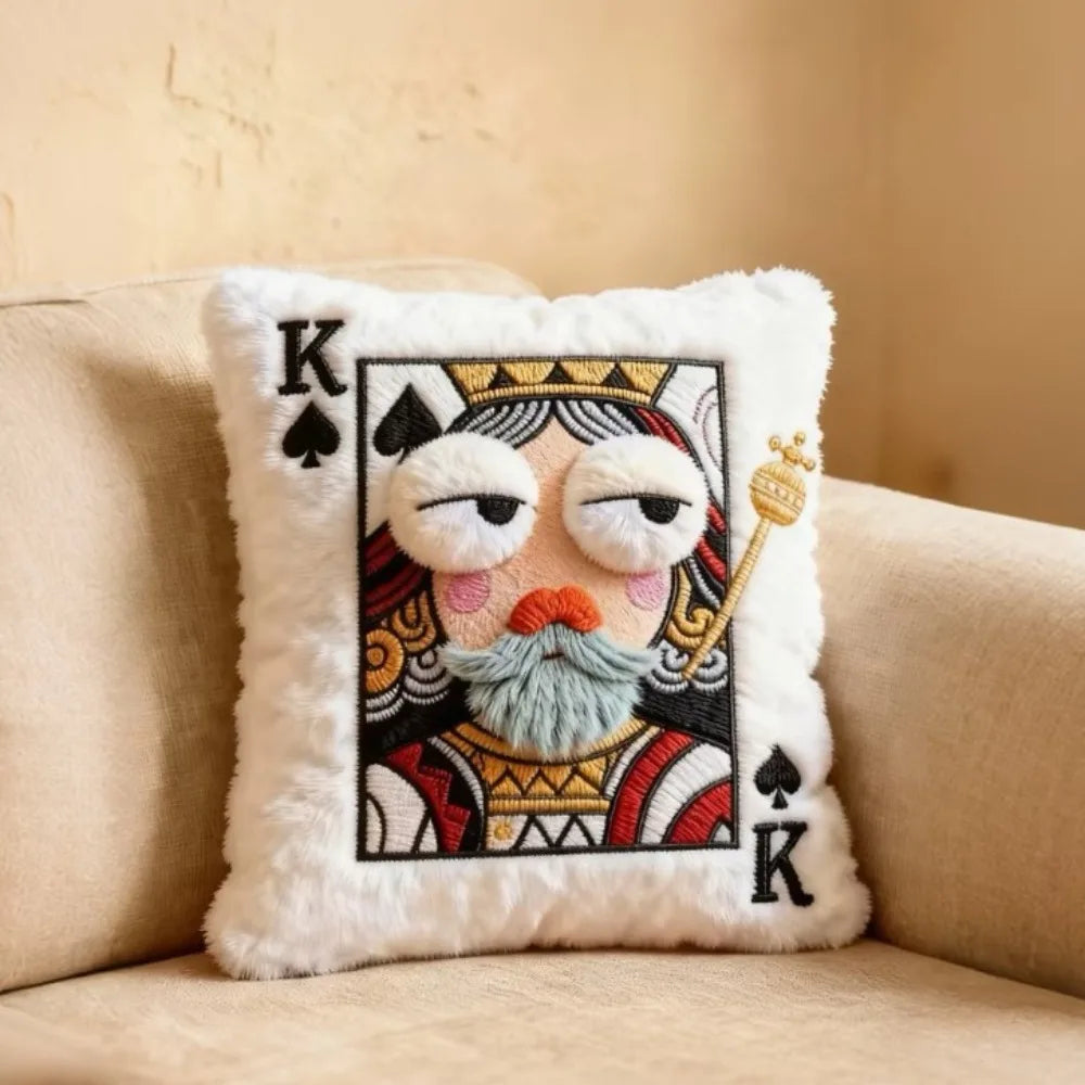 Funny Cartoon Embroidered Pillow Quirky Soft Sofa Throw Pillow Square Game Theme Patchwork Pillow Living Room Decor