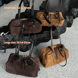 Ladies Casual Soft Suede Cowhide Handbags Women's Frosted Cow Leather Shoulder Bag Female Fashion Trend Luxury Designer Bags New