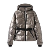 Women's Hooded Winter Parka – Insulated Mid-Waist Jacket with Adjustable Belt