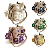 Handmade Crochet Bag Flower Tote Knit Floral Purse Bag, Boho Woven Beach Handbags Crossbody Shoulder Bag for Women Vacation