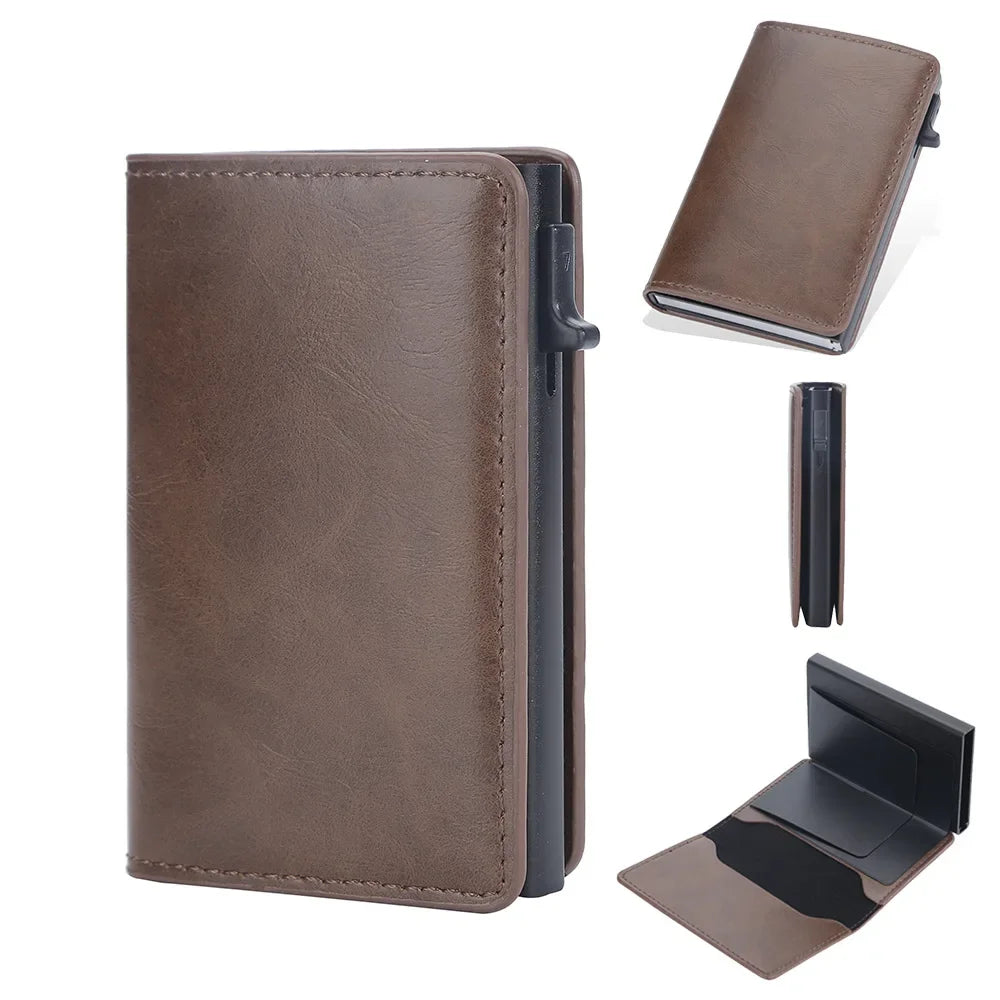 Unisex ANTI RFID Blocking Aluminum Pop-Up Card Holder Multi-Functional Designer Bank ID Card Wallet Business Purse for Men Women