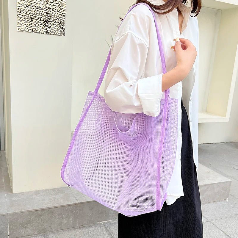 Women's Mesh Tote Bag for Beach & Shopping