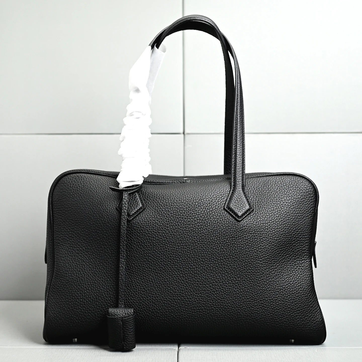 Genuine Leather Bowling Bag for Women, Top Layer Cowhide Handbag, Large Capacity Top Handle Bag, Small & Large Size