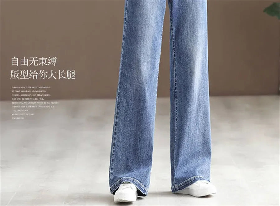 Winter Wide Leg Denim Pants Women Thicken Plush Velvet Lined High Waist Jeans Lace Up Warm Baggy Straight Vaqueros Pantalones