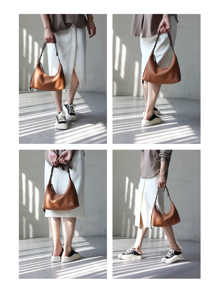 New Arrival Underarm Bag Women Genuine Leather Crossbody Bag Fashion Female Nylon Handbag Luxury Messenger Purses
