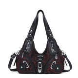Angel kiss Women Handbags Fashion Shoulder Bag Large Black Tote Top-handle Shopping Pack Multiple Pockets Satchel Lady  Purse