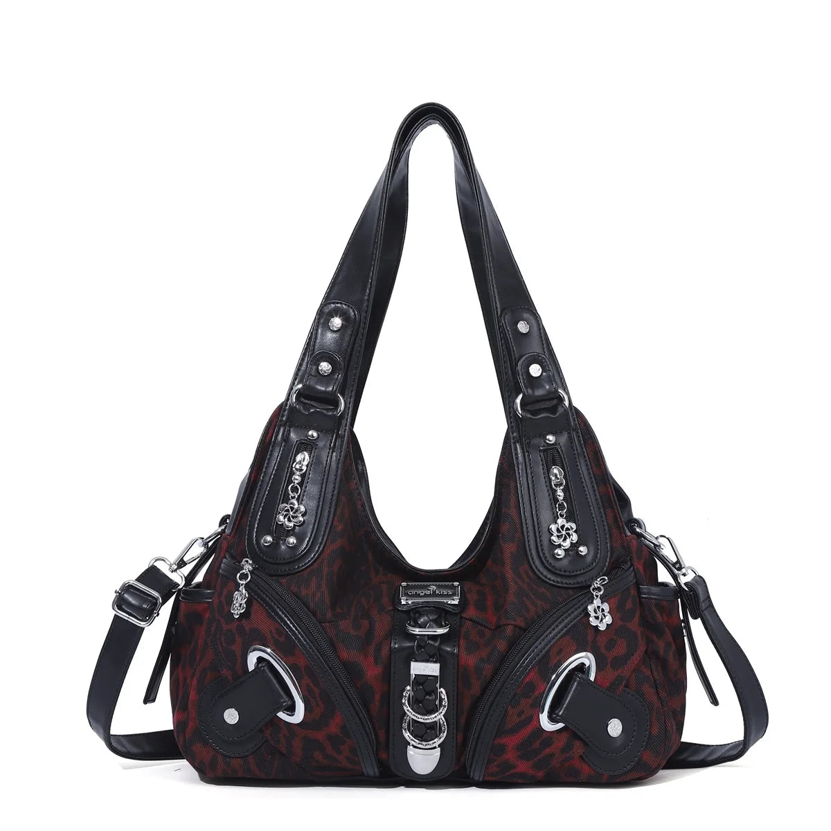Angel kiss Women Handbags Fashion Shoulder Bag Large Black Tote Top-handle Shopping Pack Multiple Pockets Satchel Lady  Purse