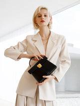 ITAMOOD Genuine Leather Handbag with Scarf | Luxury Designer Trendy Shoulder Bag Solid Color Commuting Bag | bags for women gift