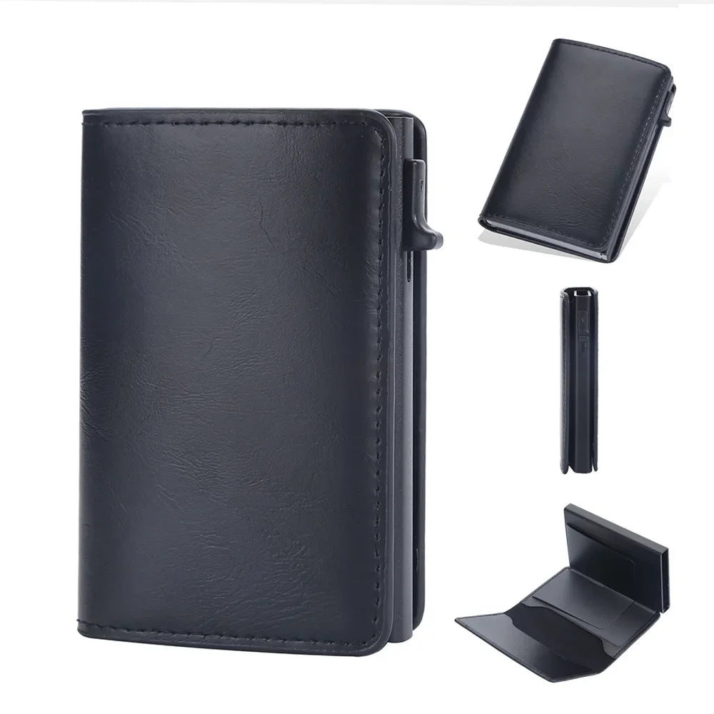 Unisex ANTI RFID Blocking Aluminum Pop-Up Card Holder Multi-Functional Designer Bank ID Card Wallet Business Purse for Men Women