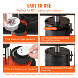 SucceBuy Button Maker 25/32/58 Pin Maker with Button Parts Ergonomic Arc Handle Punch Press Kit Button Maker Machine