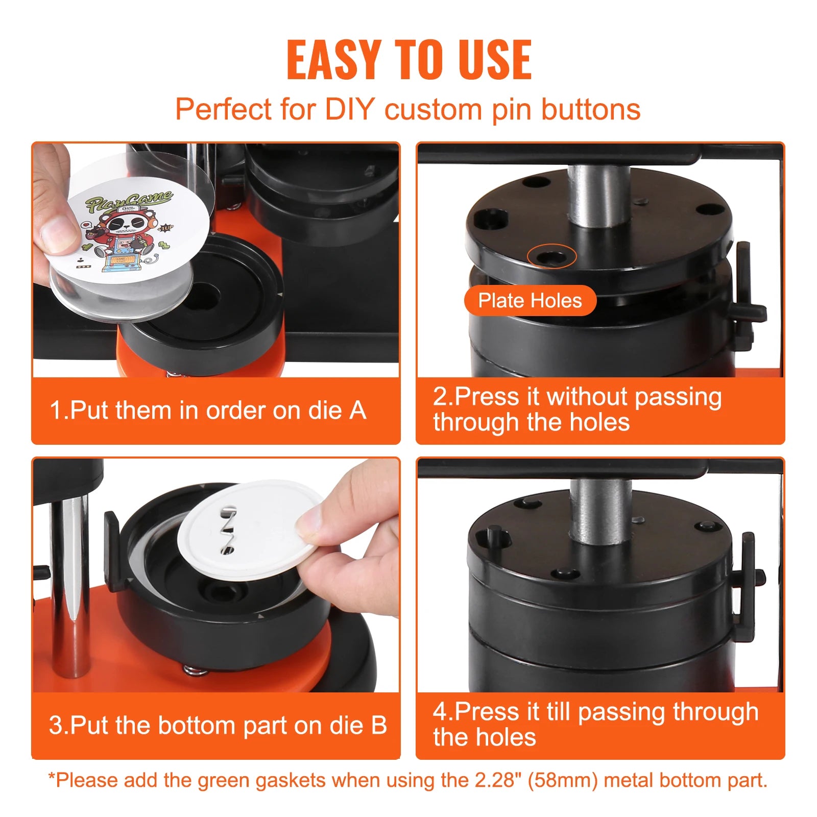 SucceBuy Button Maker 25/32/58 Pin Maker with Button Parts Ergonomic Arc Handle Punch Press Kit Button Maker Machine