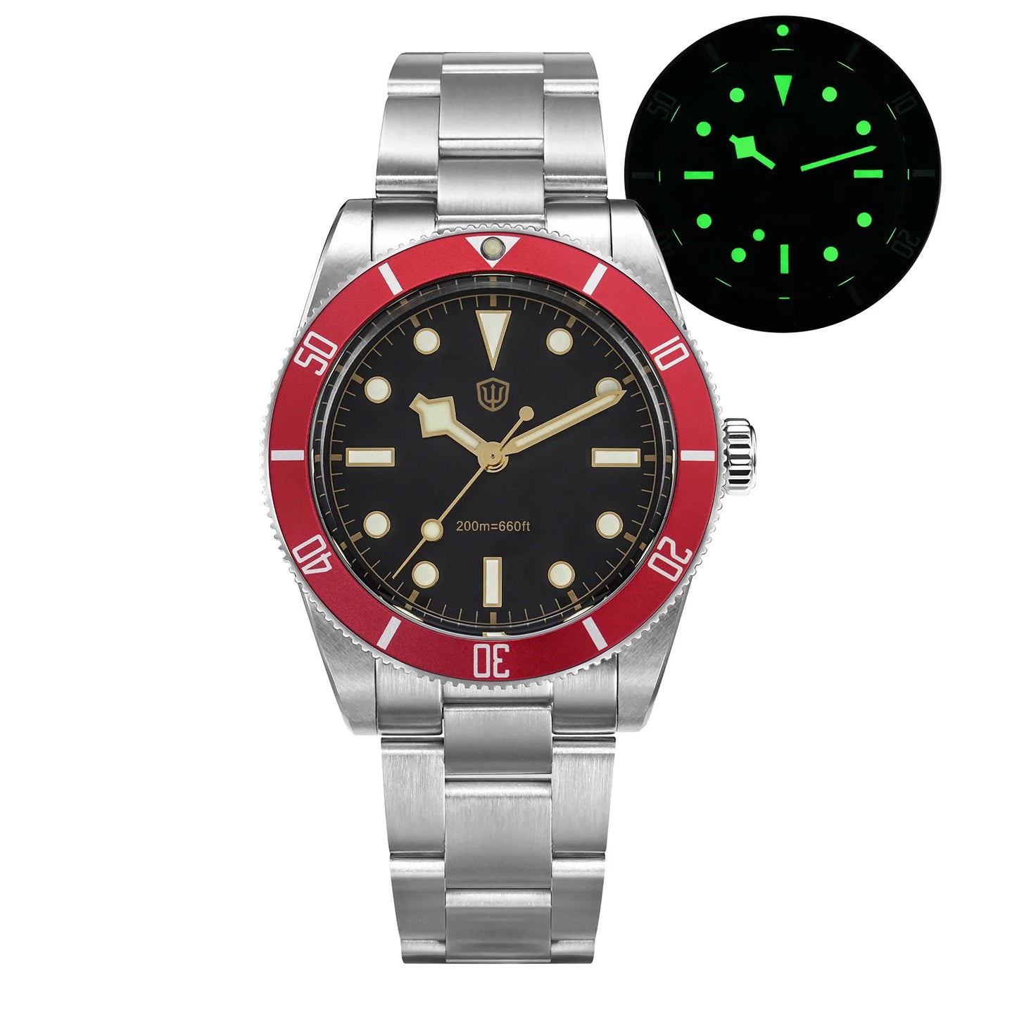 Watchdives WD7922 V2 BB54 Watch VH31 Sweep Second Movement Sapphire Crystal 20bar Waterproof C3 Luminous 37mm Vintage Watches