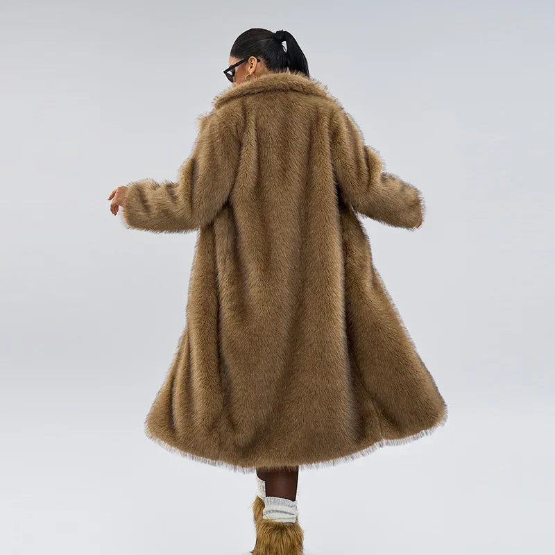Luxury Gradient Faux Fur Overcoat