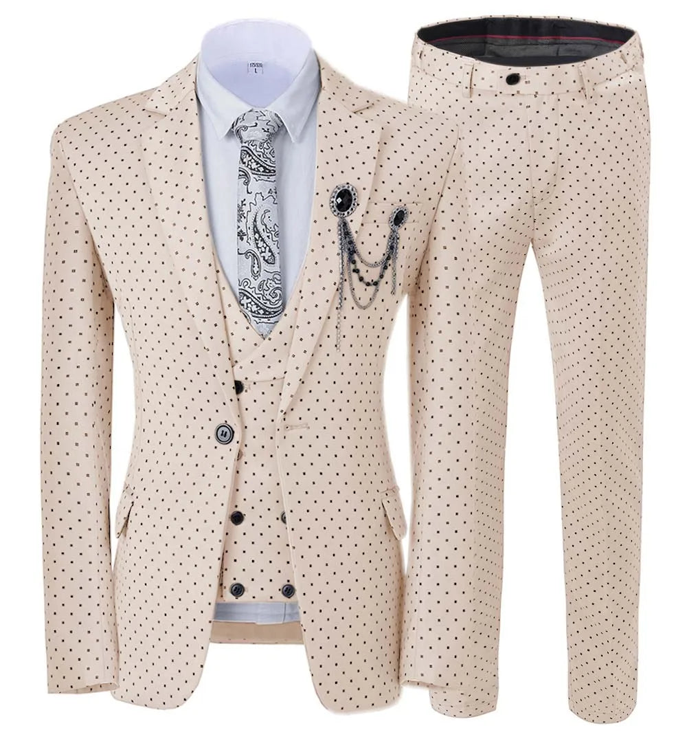 Men’s Slim Fit 3-Piece Patterned Suit