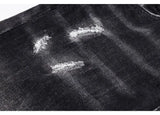 Men's Slim-Fit Distressed Black Grey Denim Jeans