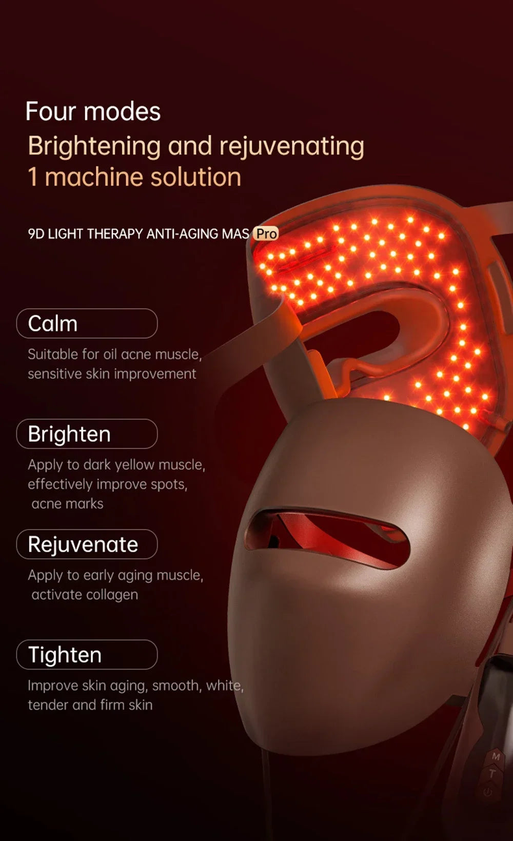 320 LED Beads Facial Photon Beauty Mask 4D Silicone Red Light Photon Skin Rejuvenation Anti Wrinkle Anti Acne Facial Beauty care