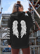 Angel Wings Oversized Graphic Hoodie