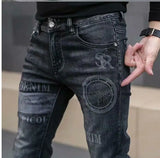 Men's Printed Stretch Slim Fit Denim Jeans