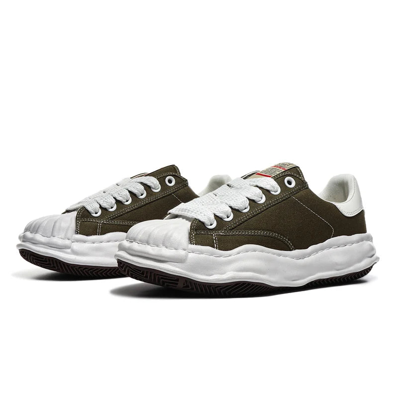 Unisex Thick Sole Board Sneakers — Breathable Lace-Up Casual Walking Shoes