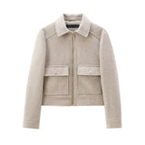 Women's Zipper Jacket Coat New Winter Long Sleeve Pocket Outerwear Coat Short Street Elegant Women's Jacket