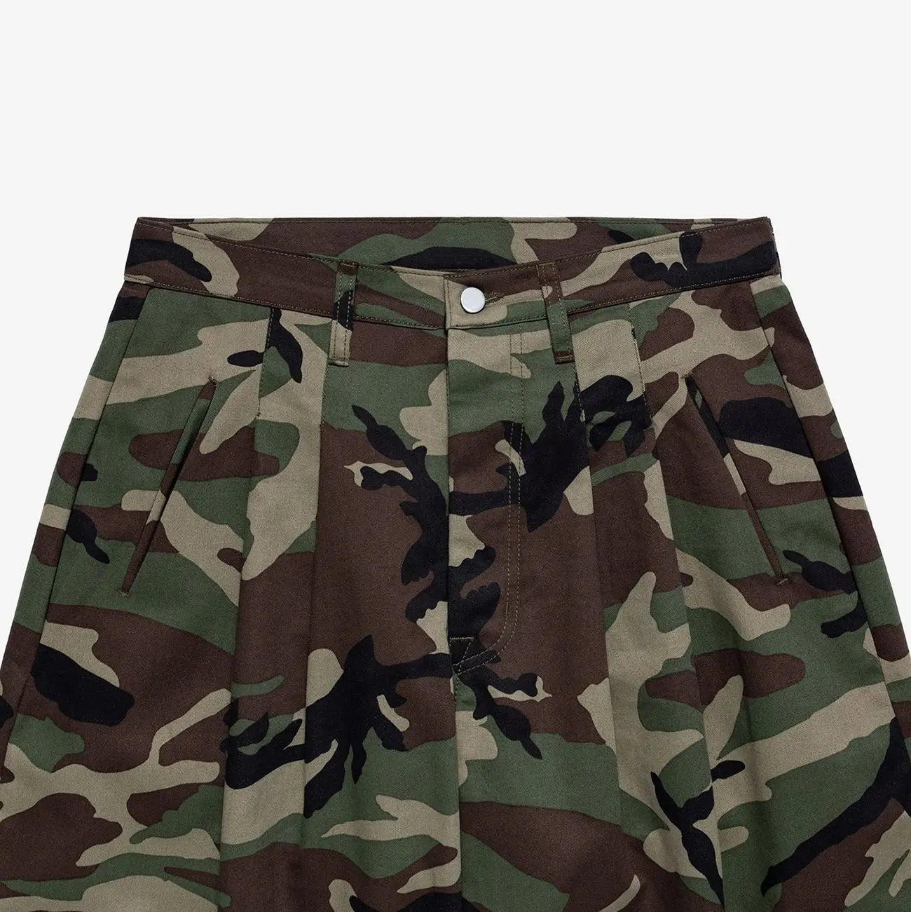 Women's Camo Wide-Leg Streetwear Trousers - High-Waist Vintage Cargo Capris