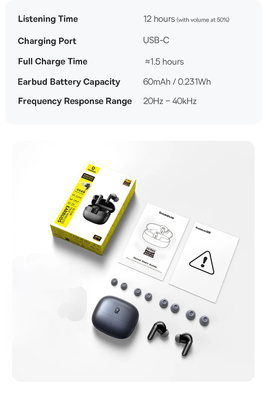 Baseus Bass EP10 Pro ANC Earbuds – Hi-Res LDAC Wireless