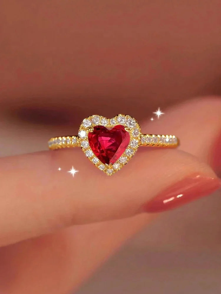 Sterling Silver Sparkling Heart Ring