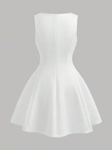White A-Line Chiffon Dress | Formal & Wedding Events