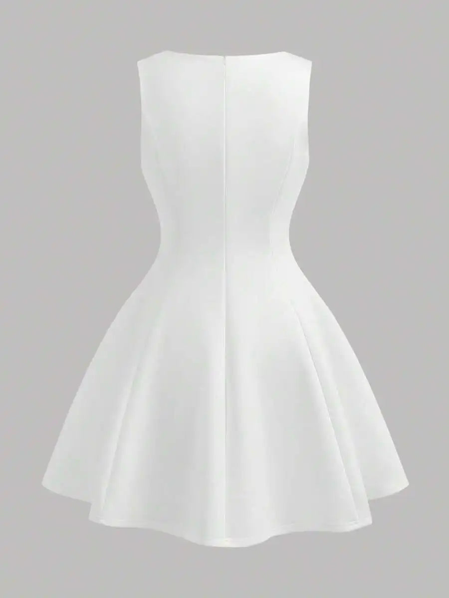 White A-Line Chiffon Dress | Formal & Wedding Events