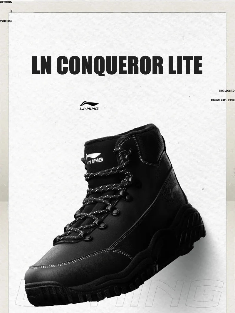 Li-Ning Unisex LN CONQUEROR LITE Lifestyle Shoes Fleece Winter Warm Mid-Top Casual Shoes LiNing Reflective Sneakers AGCV393