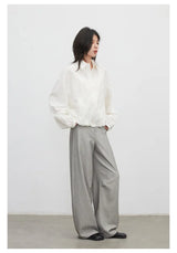 Women's Herringbone Wide-Leg Office Trousers