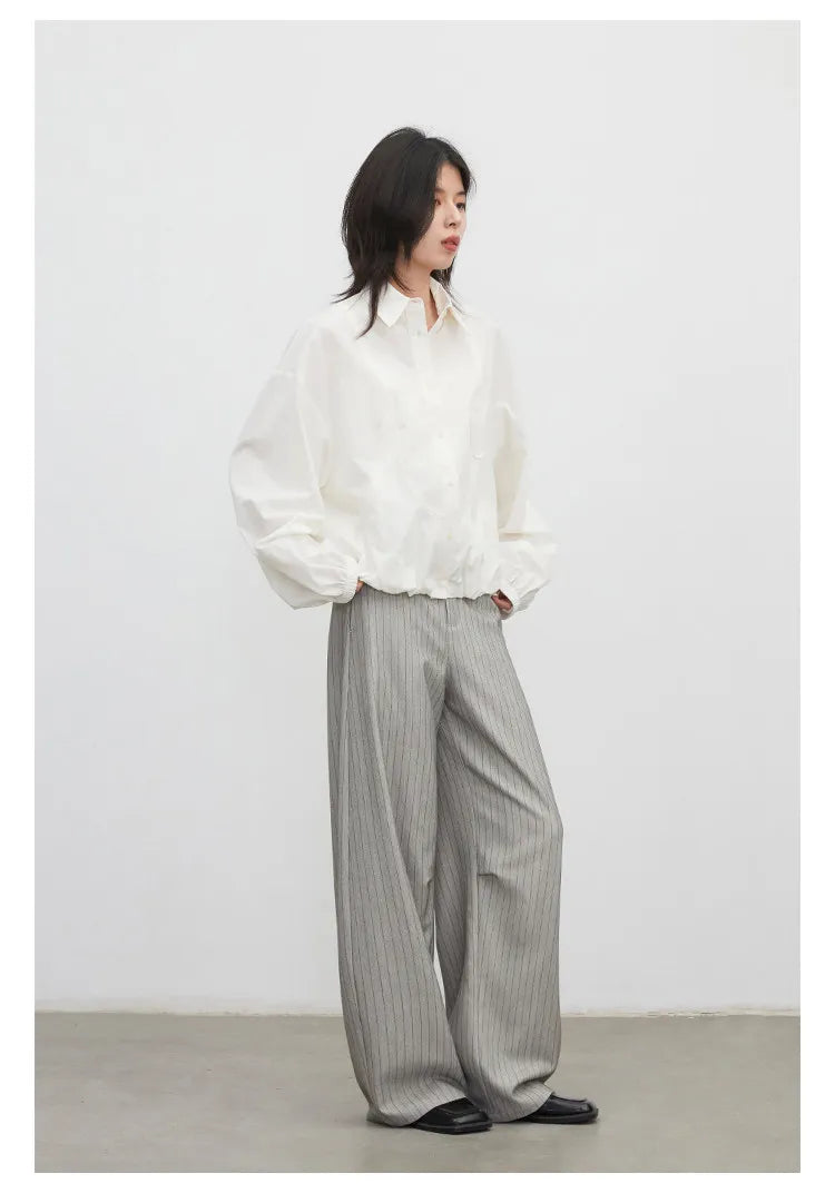 Women's Herringbone Wide-Leg Office Trousers