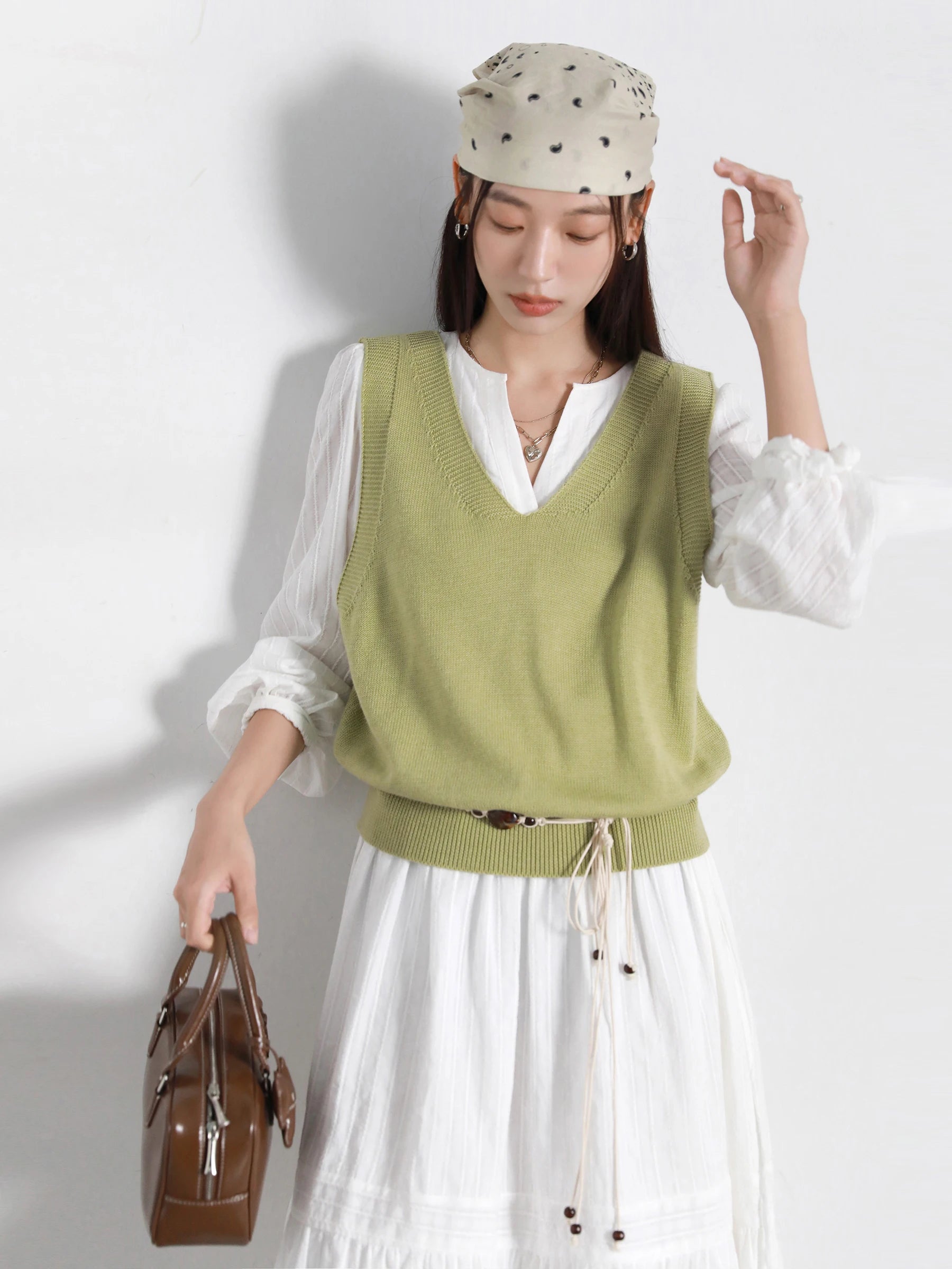 CHIC VEN Women Dress Sets A Line Long Sleeve Solid Loose Casual Female Long Dress with Knitted Vest Spring Autumn 2026
