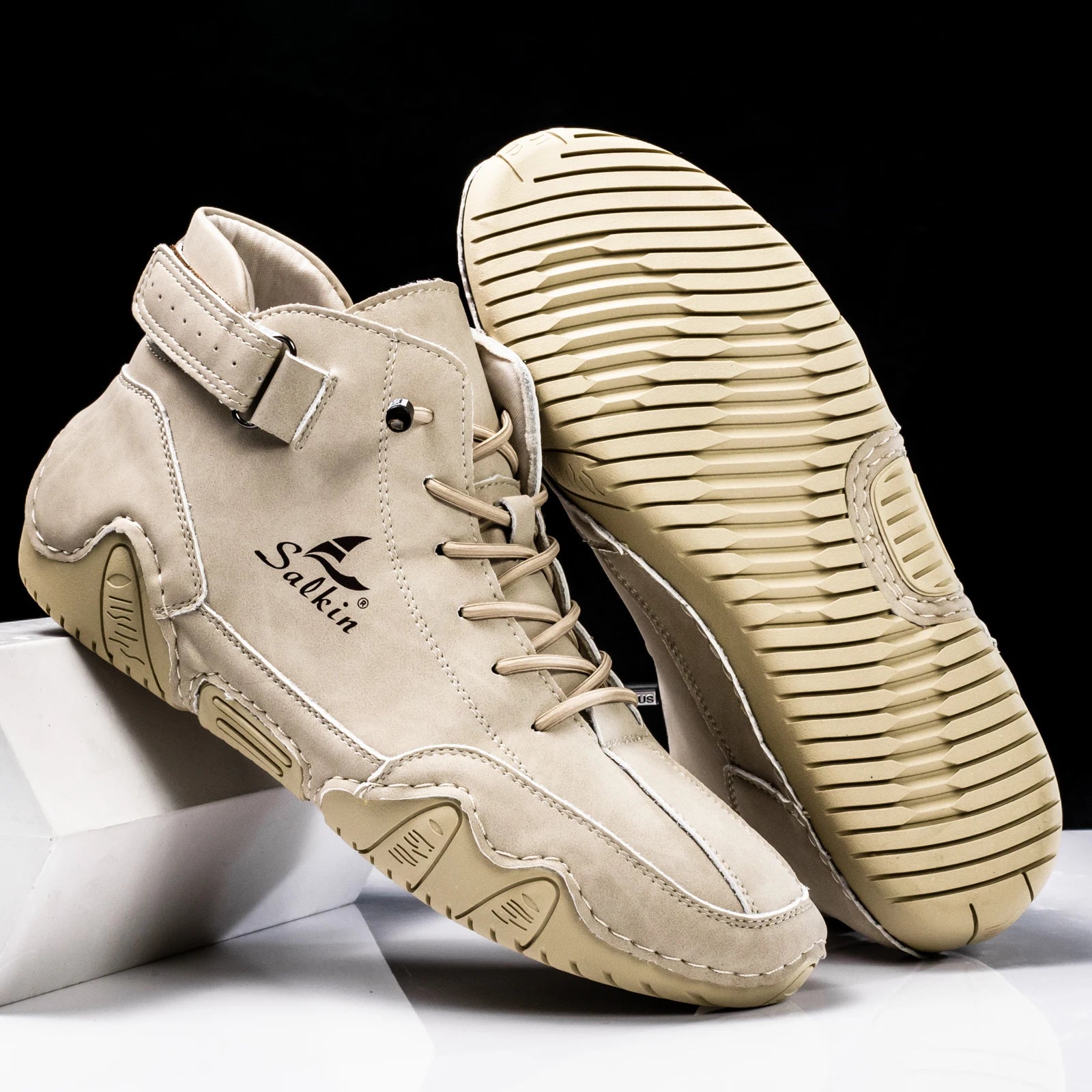 Men's Handmade Split Leather Ankle Boots Sneaker