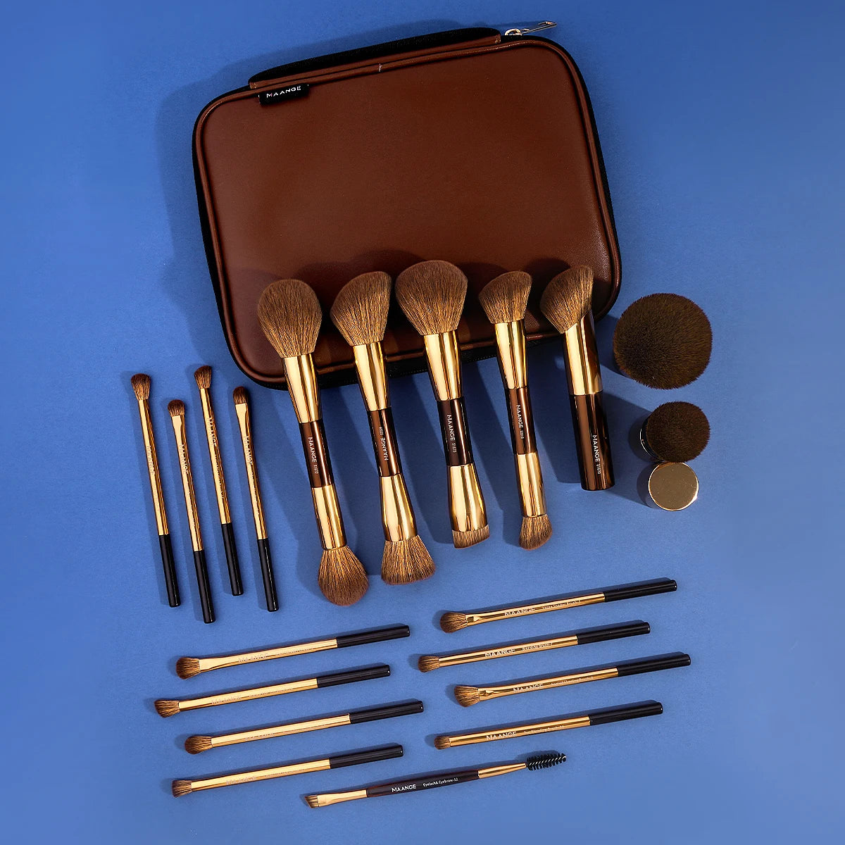 MAANGE Pro Makeup Brush Kit 20pcs Brushes with Storage Bag Dual End Foundation Powder Blush Eyeshadow Brush Beauty Blending Kit