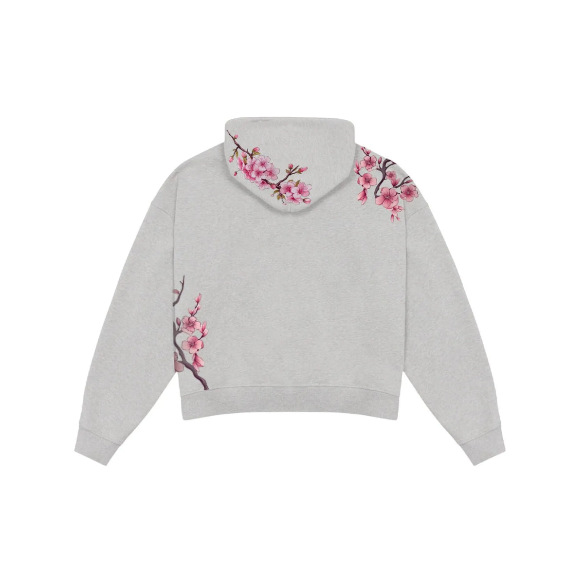 Cherry Blossom Embroidered Zip-Up Hoodie