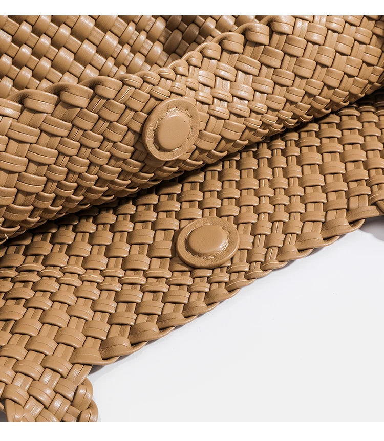 Woven Tote Bag For Women Soft Foldable Top-Handle Wristlet Bag Fashion Hobo Handbag Composite Bag with Coin Purse