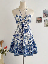 Semalam Romantic Floral Print Strapless Summer Beach Dress