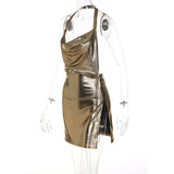 Elegant Sequin Halter Mini Dress