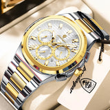 POEDAGAR Top High Quality Man Watch Luminous Waterproof Stainless Steel Men Clock Date Chronograph Quartz Business Men's Watches