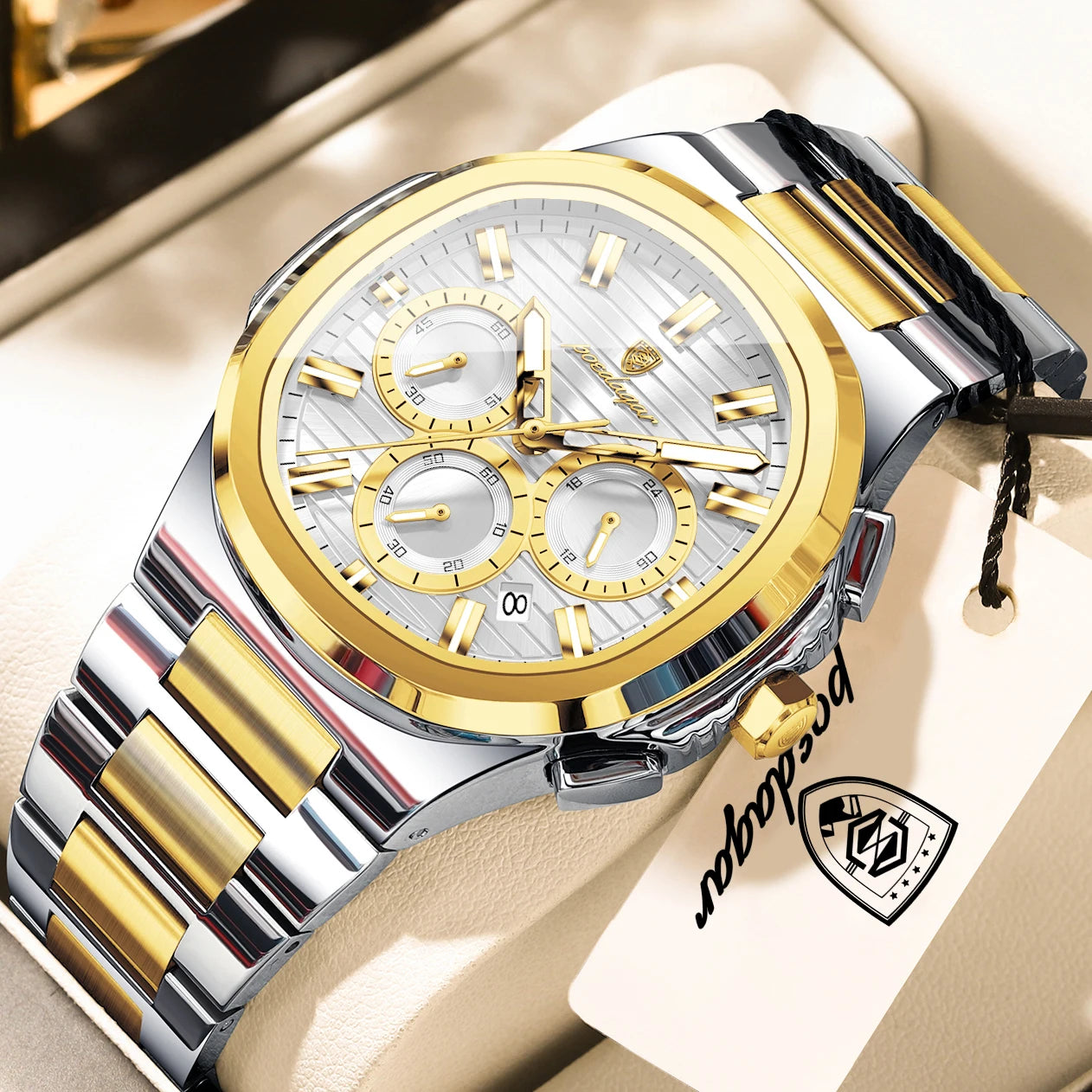 POEDAGAR Top High Quality Man Watch Luminous Waterproof Stainless Steel Men Clock Date Chronograph Quartz Business Men's Watches