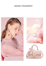 FOXER Brand PVC Leather Pink Handbag Women's Shoulder Bag Chic Small Square Bag Fashion Female Crossbody Bag Ligth Luxury