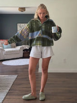 Women's Plaid Fleece Half-Zip Sweatshirt